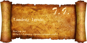 Tamásy Ignác névjegykártya